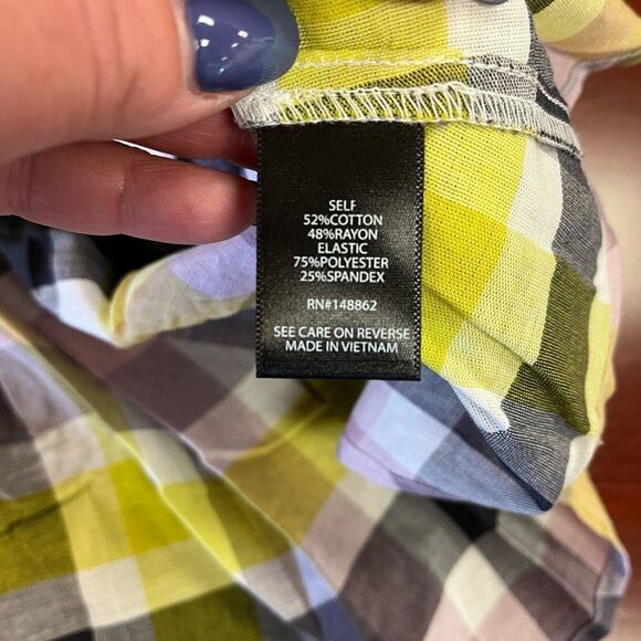 Torrid Smocked Yellow & Gray Off the Shoulder Top sz 1 NWT  14-16 - Picture 3 of 4